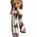 2 Pecs Suit Women Outfits Boho Beach Style Print Underwear Loose Wide Leg Pants Sets