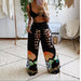 2 Pecs Suit Women Outfits Boho Beach Style Print Underwear Loose Wide Leg Pants Sets