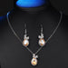 Gold Color Pendant Necklace Stud Earrings Set Cubic Zirconia Crystal Bridal Jewelry
