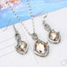 Gold Color Pendant Necklace Stud Earrings Set Cubic Zirconia Crystal Bridal Jewelry