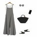 Women Strap Loose Jumpsuit Casual Wide Leg Pants Oversized Cotton Linen Jumpsuits