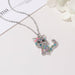 Fashion Crystal Cat Jewelry Set Cute Rainbow Cat Earrings Rings Necklace Girls Jewelry