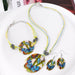 Fashion Jewelry Set Leather Chain Enamel Shell Necklace Earrings Bracelet Jewelry Sets