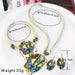 Fashion Jewelry Set Leather Chain Enamel Shell Necklace Earrings Bracelet Jewelry Sets