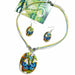 Fashion Jewelry Set Leather Chain Enamel Shell Necklace Earrings Bracelet Jewelry Sets
