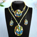 Fashion Jewelry Set Leather Chain Enamel Shell Necklace Earrings Bracelet Jewelry Sets