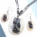 Fashion Jewelry Set Leather Chain Enamel Shell Necklace Earrings Bracelet Jewelry Sets