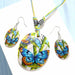 Fashion Jewelry Set Leather Chain Enamel Shell Necklace Earrings Bracelet Jewelry Sets