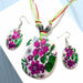 Fashion Jewelry Set Leather Chain Enamel Shell Necklace Earrings Bracelet Jewelry Sets