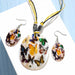 Fashion Jewelry Set Leather Chain Enamel Shell Necklace Earrings Bracelet Jewelry Sets