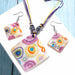 Fashion Jewelry Set Leather Chain Enamel Shell Necklace Earrings Bracelet Jewelry Sets