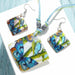 Fashion Jewelry Set Leather Chain Enamel Shell Necklace Earrings Bracelet Jewelry Sets
