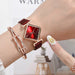 Women Square Watch Magnet Buckle Gradient Color Wristwatches