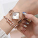 Women Square Watch Magnet Buckle Gradient Color Wristwatches