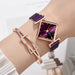 Women Square Watch Magnet Buckle Gradient Color Wristwatches