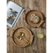 Handwoven Rattan Storage Tray Wooden Handle Round Wicker Basket