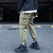 Men's Side Pockets Ribbons Cargo Harem Pants Joggers Streetwear Trouser Pants