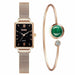Fashion Square Ladies Watch Bracelet Set Rose Gold Mesh Luxury Women Watches