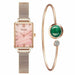 Fashion Square Ladies Watch Bracelet Set Rose Gold Mesh Luxury Women Watches