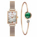 Fashion Square Ladies Watch Bracelet Set Rose Gold Mesh Luxury Women Watches