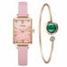Fashion Square Ladies Watch Bracelet Set Rose Gold Mesh Luxury Women Watches