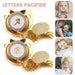 Initial Letter Baby Pacifier & Pacifier Clips BPA Free Silicone Gold Infant Nipple Soother