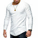 New Fashion Men's Round Neck Slim Solid Color Long-sleeved Striped Fold Raglan T-shirt - Atom Oracle