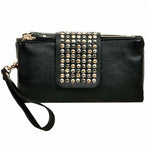 Luxury Women PU Leather Handbag Brand Designer Double Zipper Rivet Clutch Bags