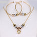 Stainless Steel Beads Necklace Earrings Women Fashion Jewelry Set