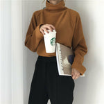 Women Sweater Casual Loose Turtleneck Long Sleeve Crocheted Pullovers Street-wear - Atom Oracle