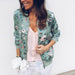 Women Floral Printed Long Sleeve Zipper Bomber Retro Jackets Female Outwear Tops - Atom Oracle