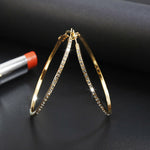 Fashion Hoop Earrings With Rhinestone Big Circle Gold Color Loop Earrings - Atom Oracle