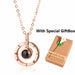 Rose Gold Silver 100 Languages I Love You Projection Pendant Necklace - Atom Oracle