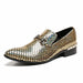 Gold Handmade Men Loafers Fashion Leather Shiny Glitter Wedding Dress Shoes