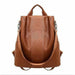 Women Anti-Theft Classic Backpack PU Leather Solid Color Fashion Shoulder Bag - Atom Oracle