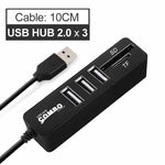USB Hub 3.0 High Speed Splitter Ports With TF SD Card Reader - Atom Oracle
